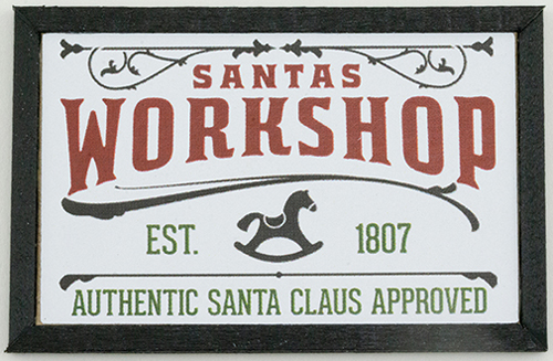 Santa's Workshop Picture, 1 Piece, Black Frame